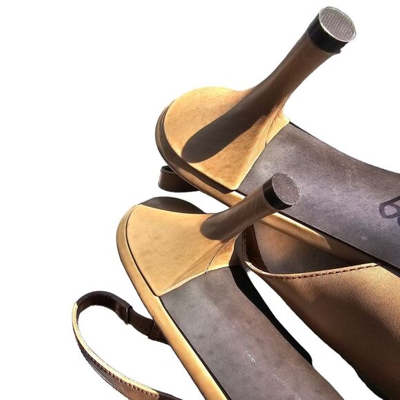 Etienne Agner NWOB Tan Bronze Laser Cut Sling Back Pumps Stilettos Women's 8 - Picture 6 of 8